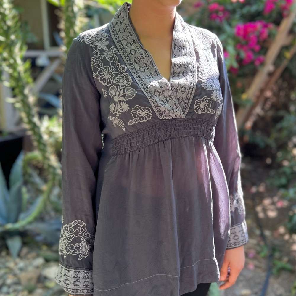 Johnny Was Cupra Rayon Embroidery Tunic